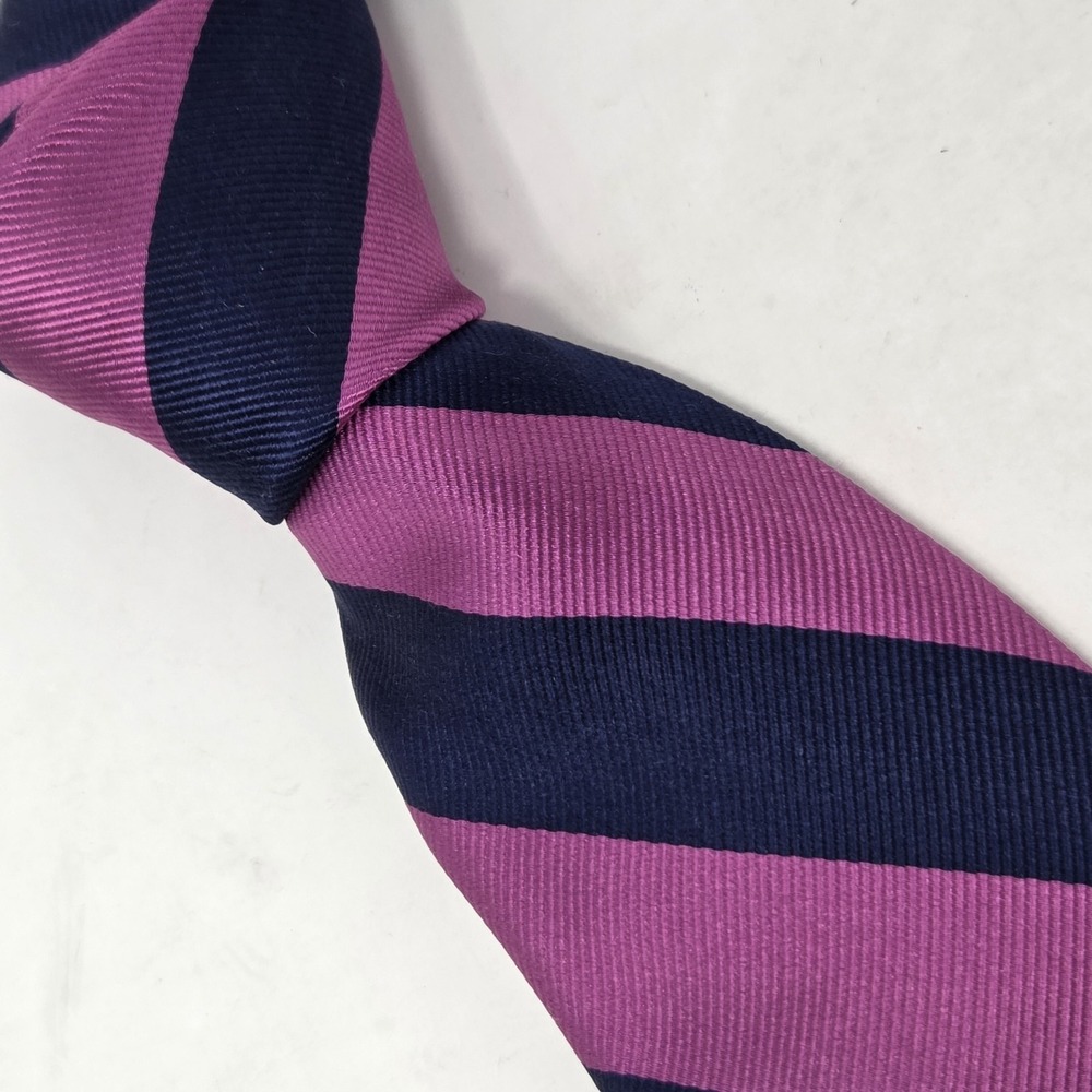 Jos. A. Bank Traveler Men's Tie 100% Silk Stain Resistant Purple and Blue Stripe